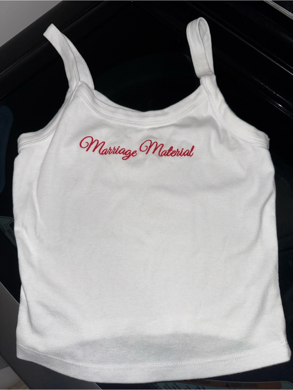 Marriage Material Embroidered Tank